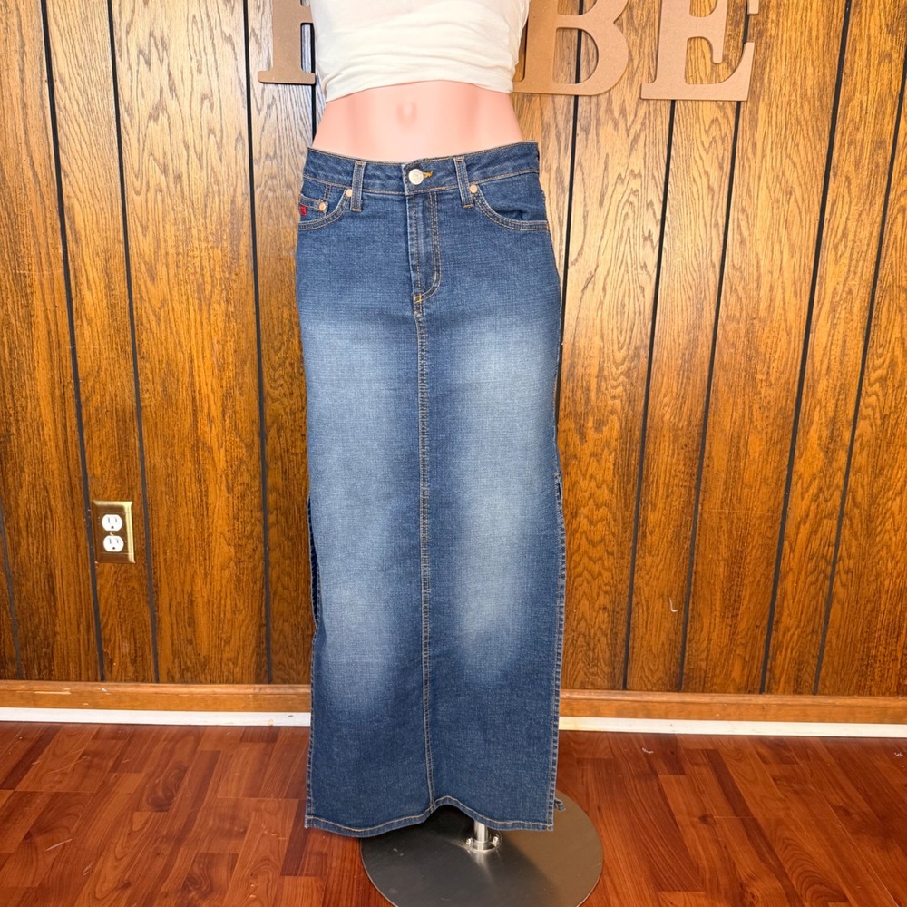 Paris Blues Denim Maxi Skirt Women Size 3 Blue Y2K‎ Boho Made in USA Side Slit